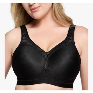 Glamorise black satiny magiclift seamless sports wireless 44D bra